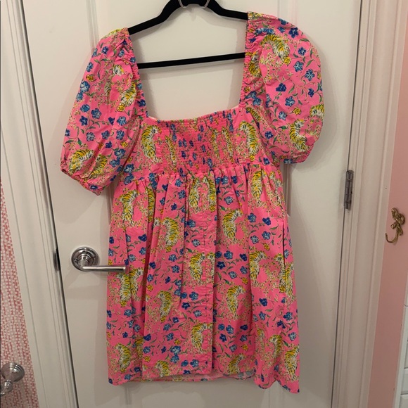 Lilly Pulitzer Kay Babydoll Dress pink tigress garden size 10 - Picture 7 of 7